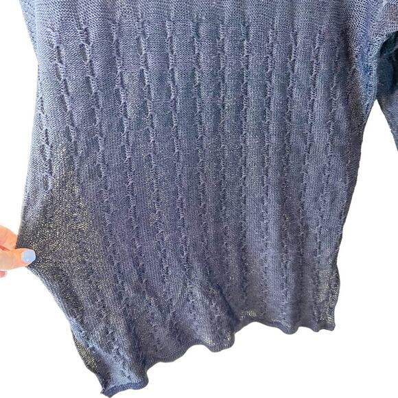 Vintage Lainey Keogh Made in Ireland Navy Blue Mesh Sweater Pullover Viscose - Picture 6 of 11